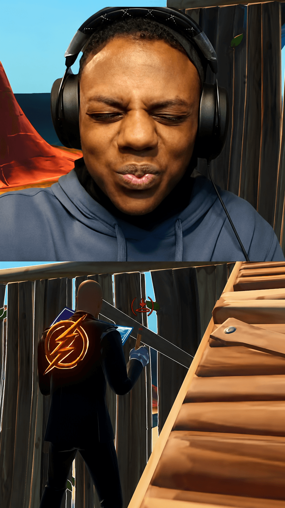 IShowSpeed reacting while playing as The Flash in a vertical gaming clip