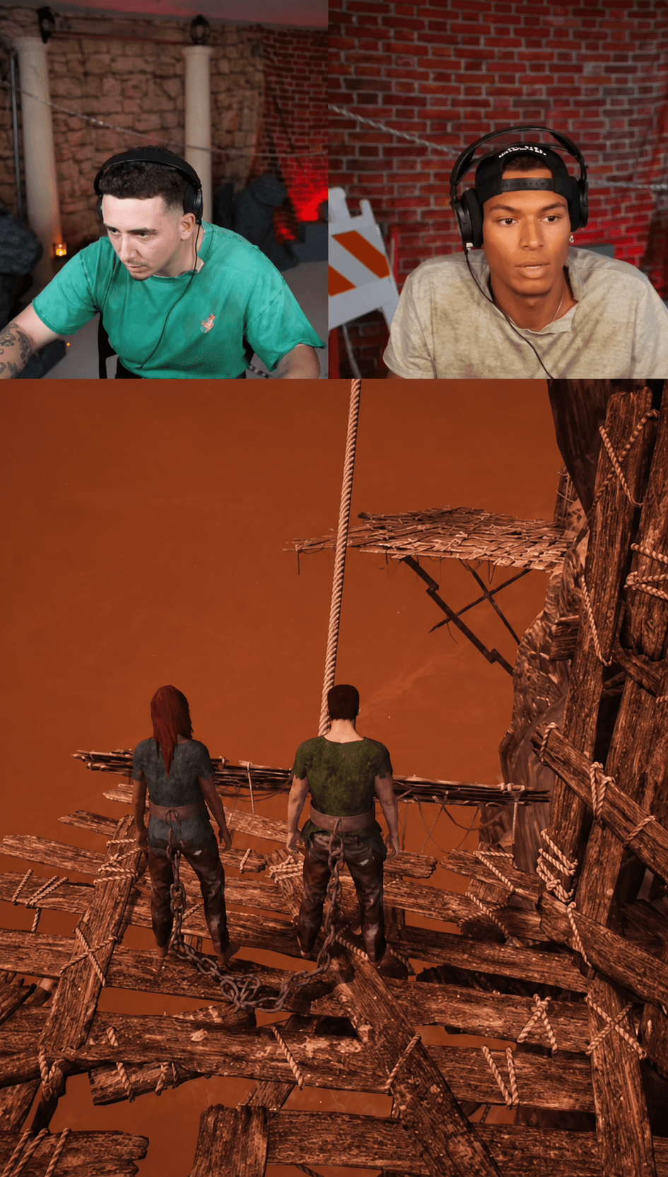 Lacy and Marlon reacting during an epic co-op gaming fail