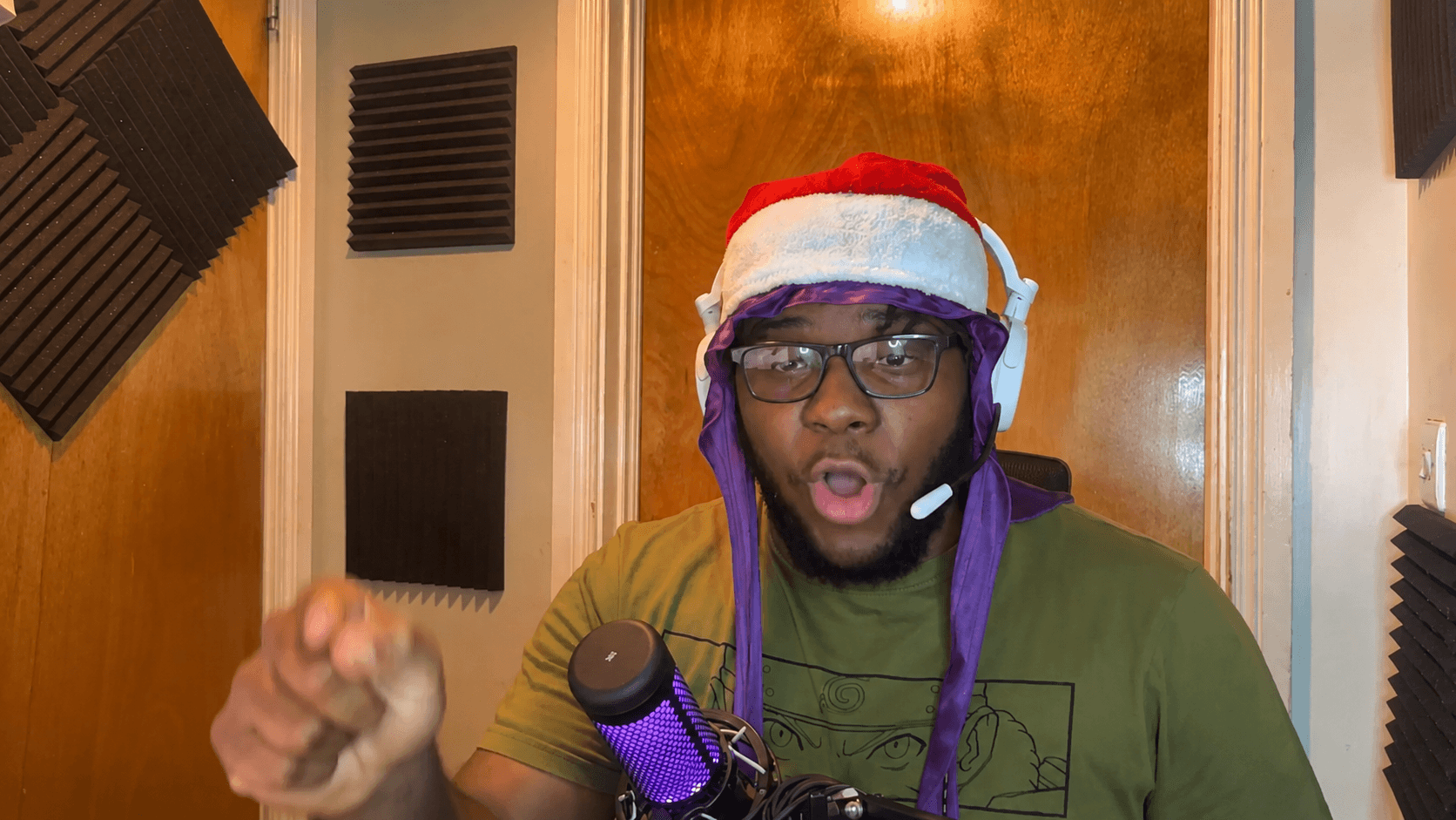 Streamer reacting on camera during a live broadcast